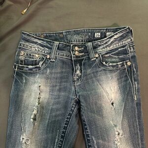 Miss Me Blue Skinny Jeans with Distressed Details